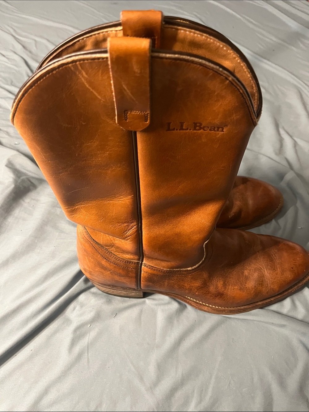 L.L. Bean Size 13 Men's Tan Leather Pull-On Boots - Picture 4 of 10